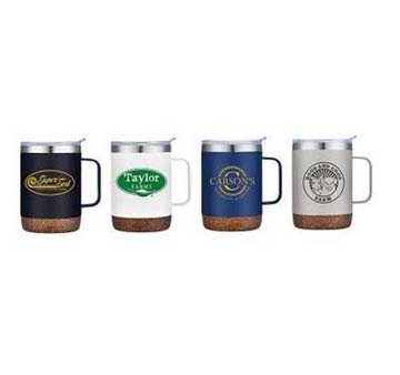 Cork Bottom 12 Oz. Double Wall Stainless Steel Tumbler Mug - 3.42" W x 5" H